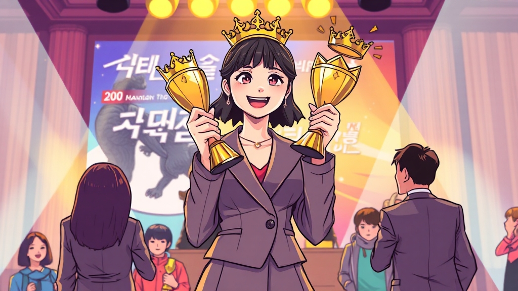 아이유, 4관왕 달성! (cartoon 스타일)
