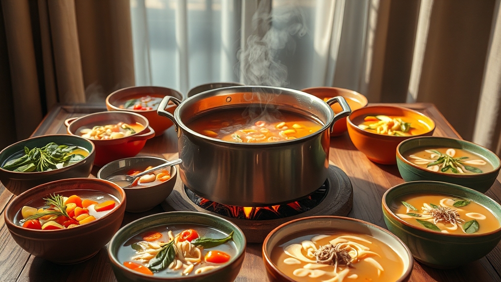 수프 완전정복: 정의, 종류, 건강 효과, 최신 정보까지 3 수프의 다양한 변신 (realistic 스타일)