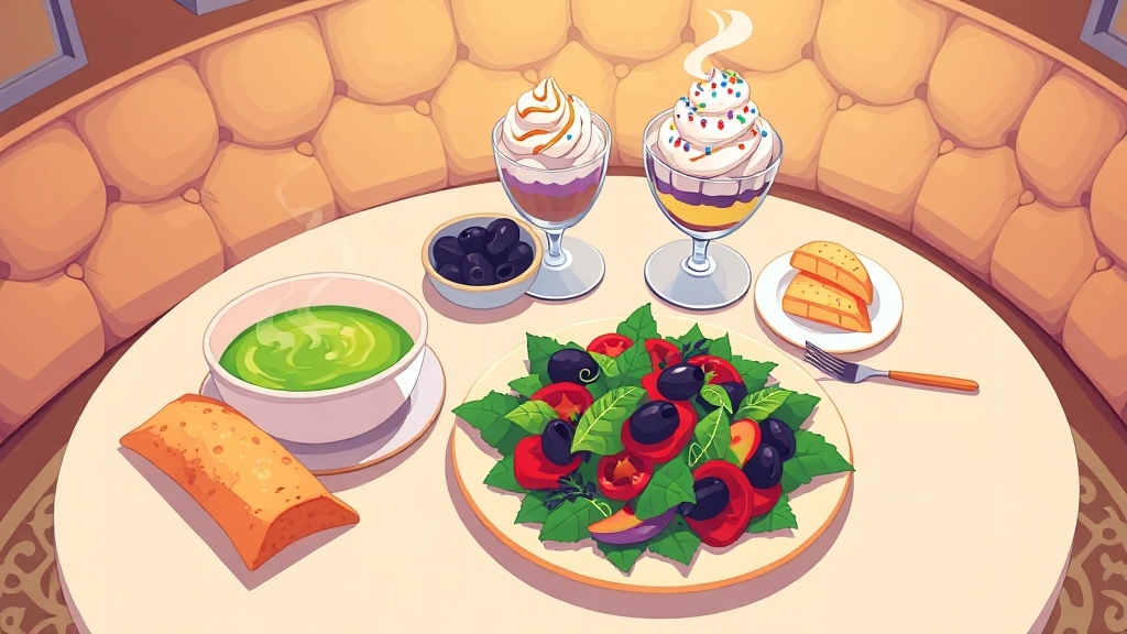 수프 완전정복: 정의, 종류, 건강 효과, 최신 정보까지 4 수프와 찰떡궁합 음식 (cartoon 스타일)